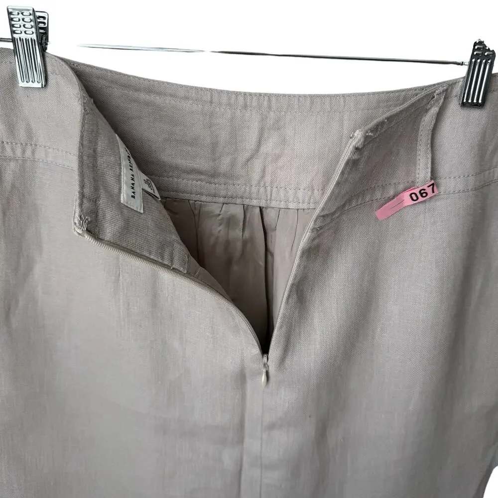 Vintage BANANA REPUBLIC Beige Linen Skirt Size 10 100% Linen Neutral Minimalist